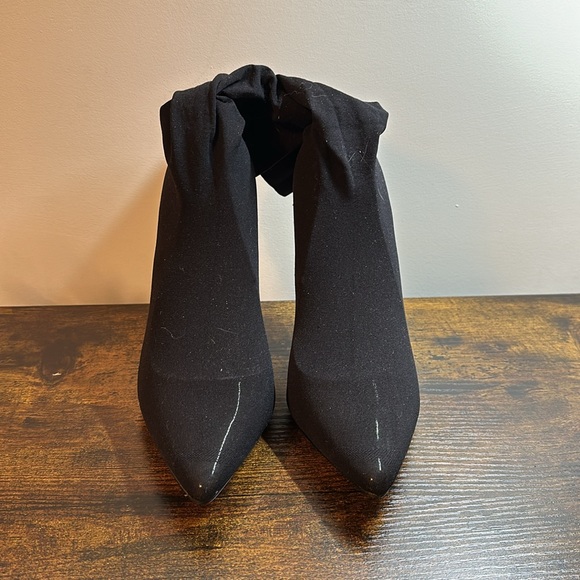 Black and Gold Ankle Sock Boots - Picture 4 of 9